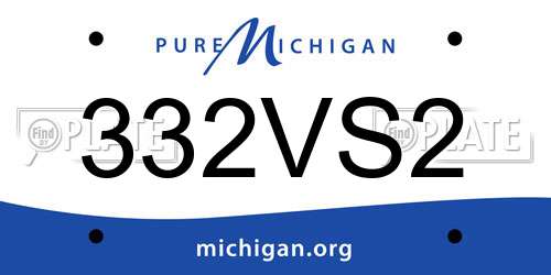 332VS2 Michigan License Plate