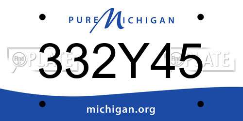 332Y45 Michigan License Plate