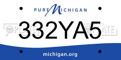 332YA5 Michigan License Plate