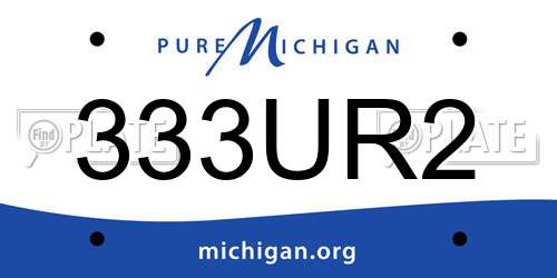 333UR2 Michigan License Plate