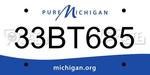 33BT685 Michigan License Plate