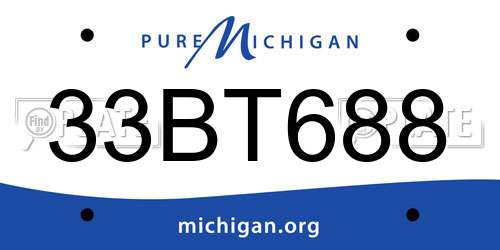 33BT688 Michigan License Plate