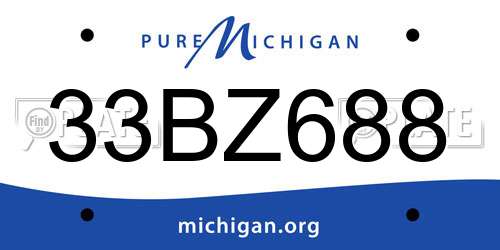 33BZ688 Michigan License Plate