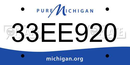 33EE920 Michigan License Plate