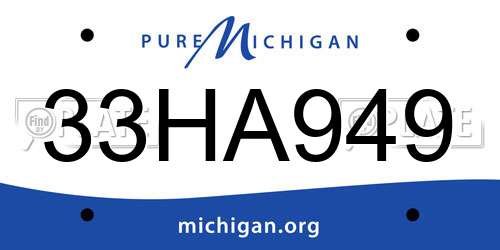 33HA949 Michigan License Plate