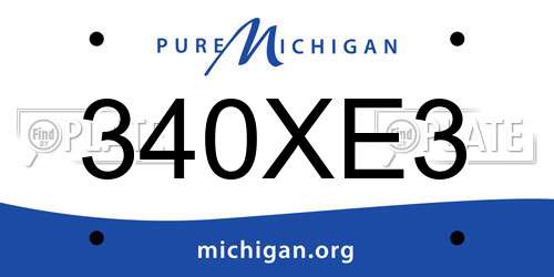 340XE3 Michigan License Plate