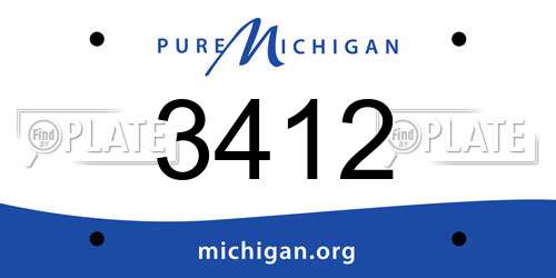 3412 Michigan License Plate