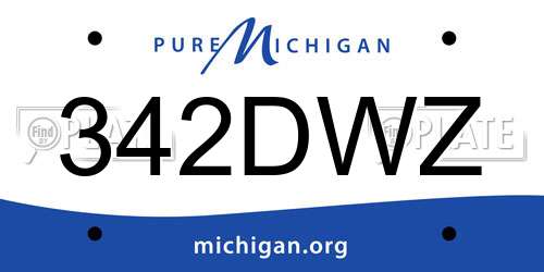 342DWZ Michigan License Plate