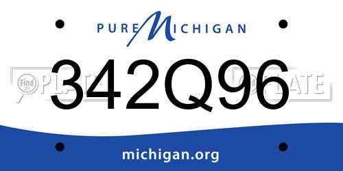342Q96 Michigan License Plate