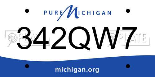 342QW7 Michigan License Plate
