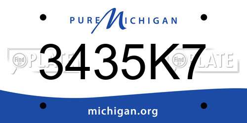 3435K7 Michigan License Plate