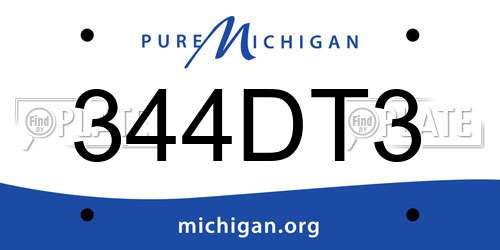 344DT3 Michigan License Plate