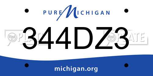 344DZ3 Michigan License Plate