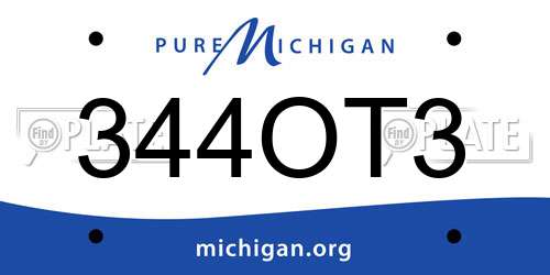 344OT3 Michigan License Plate