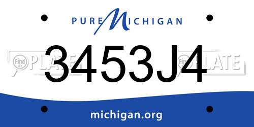 3453J4 Michigan License Plate