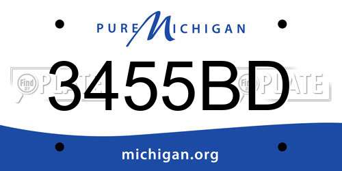3455BD Michigan License Plate