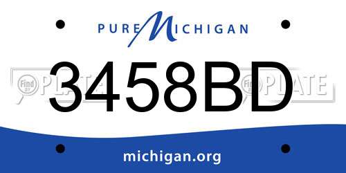 3458BD Michigan License Plate