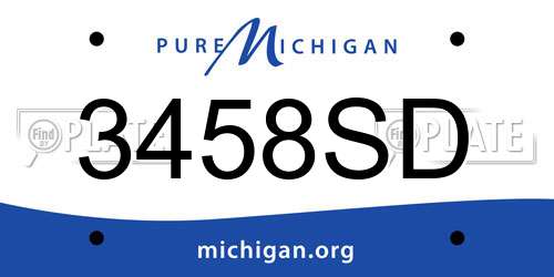 3458SD Michigan License Plate
