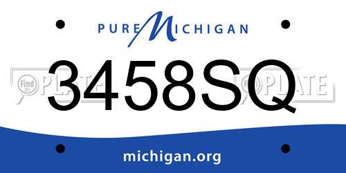 3458SQ Michigan License Plate