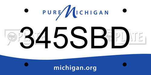 345SBD Michigan License Plate