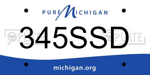 345SSD Michigan License Plate