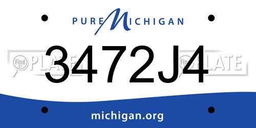 3472J4 Michigan License Plate