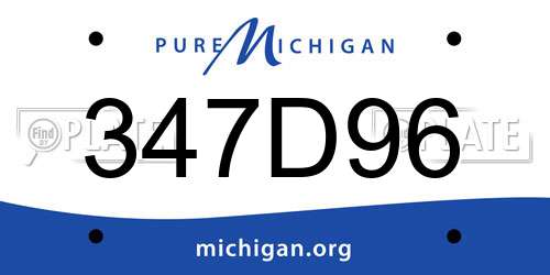 347D96 Michigan License Plate
