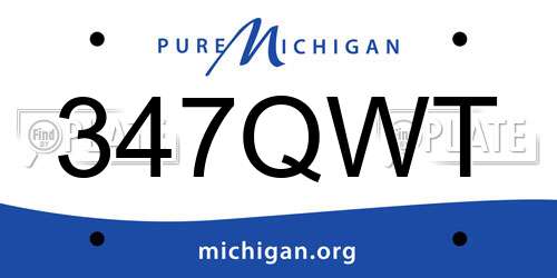 347QWT Michigan License Plate