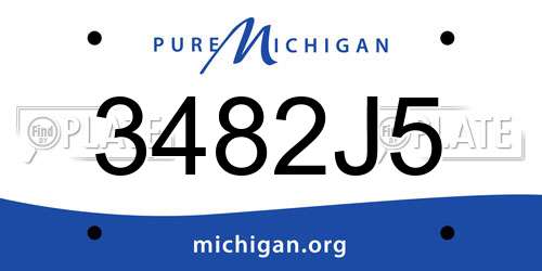 3482J5 Michigan License Plate