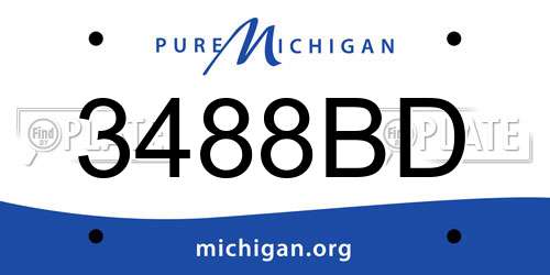 3488BD Michigan License Plate