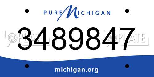 3489847 Michigan License Plate