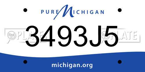 3493J5 Michigan License Plate