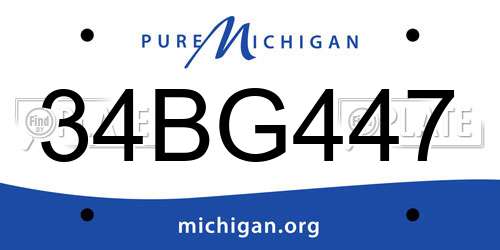 34BG447 Michigan License Plate