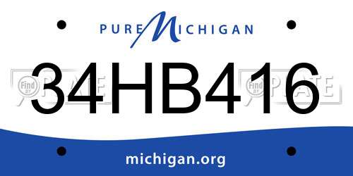 34HB416 Michigan License Plate