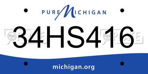 34HS416 Michigan License Plate