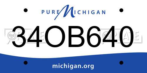 34OB640 Michigan License Plate