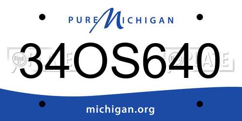 34OS640 Michigan License Plate