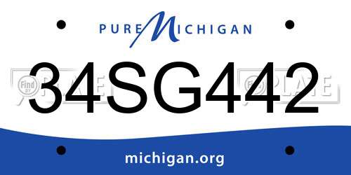 34SG442 Michigan License Plate