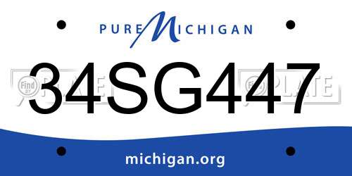34SG447 Michigan License Plate