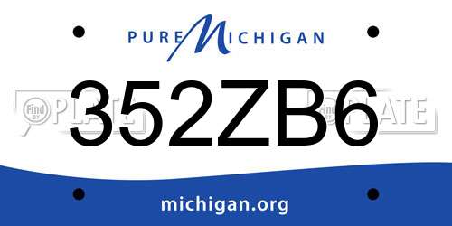 352ZB6 Michigan License Plate