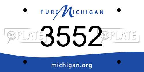 3552 Michigan License Plate