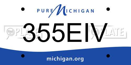 355EIV Michigan License Plate