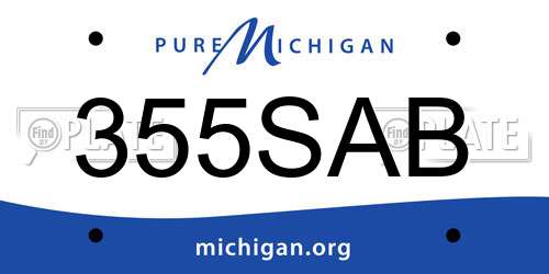 355SAB Michigan License Plate