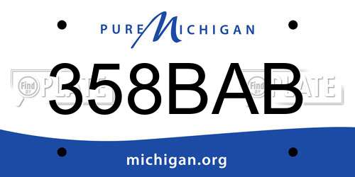 358BAB Michigan License Plate