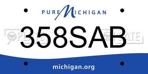 358SAB Michigan License Plate
