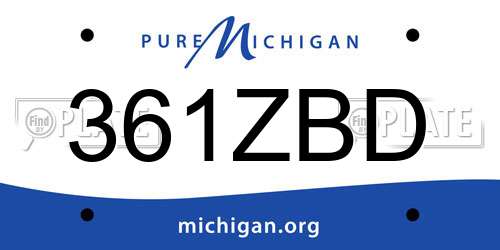 361ZBD Michigan License Plate
