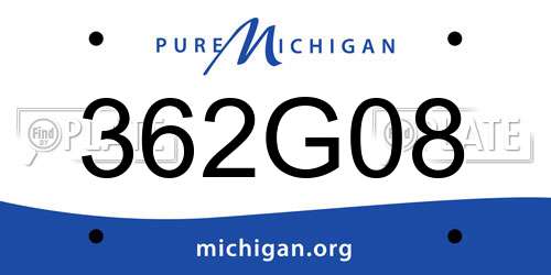 362G08 Michigan License Plate