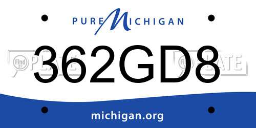 362GD8 Michigan License Plate
