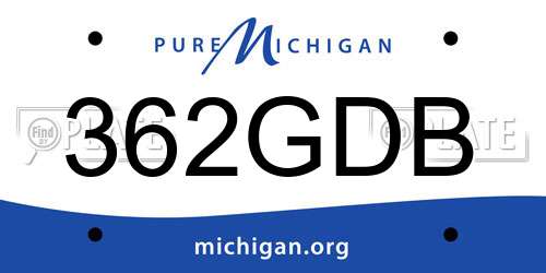362GDB Michigan License Plate