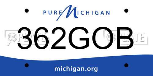 362GOB Michigan License Plate